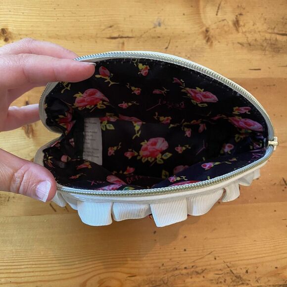 Betsy Johnson Rainbow Sprinkles Half Round Cosmetic Bag Coquette Feminine Ruffle - Picture 5 of 11